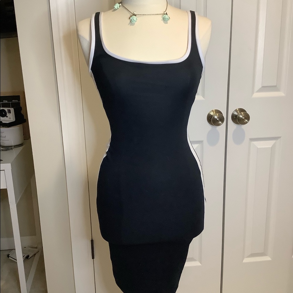 Zara Black Dress with White Stripe